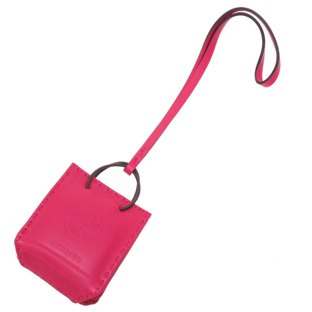 HERMES key ring leather Rose mexico Bag charm sack orange Women Used