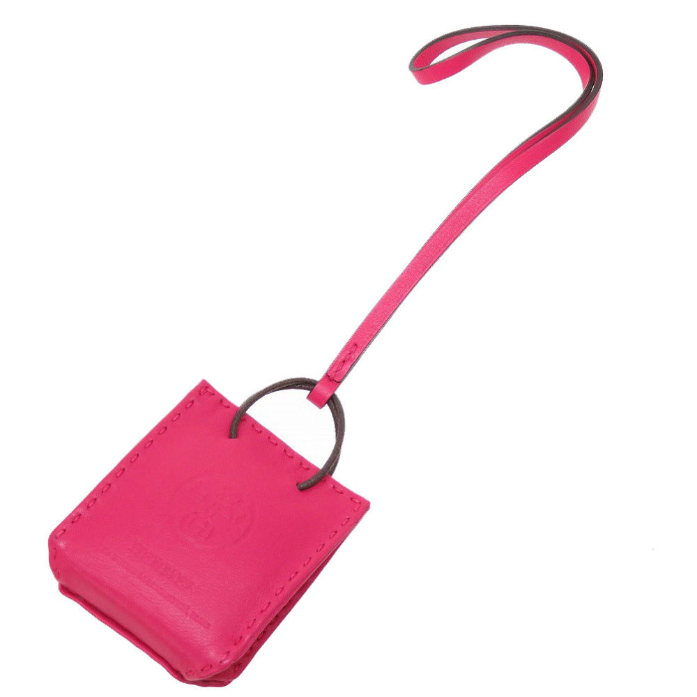 HERMES key ring leather Rose mexico Bag charm sack orange Women Used