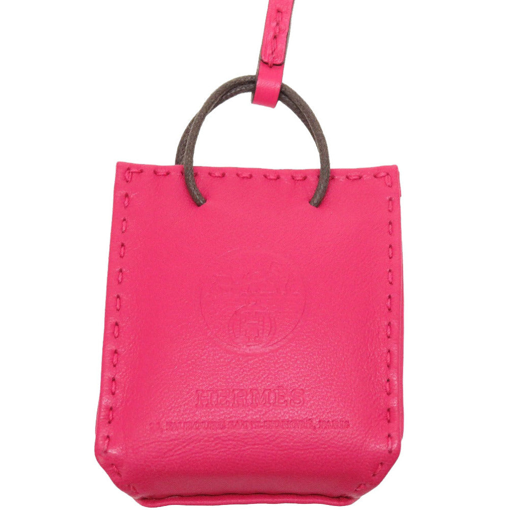 HERMES key ring leather Rose mexico Bag charm sack orange Women Used