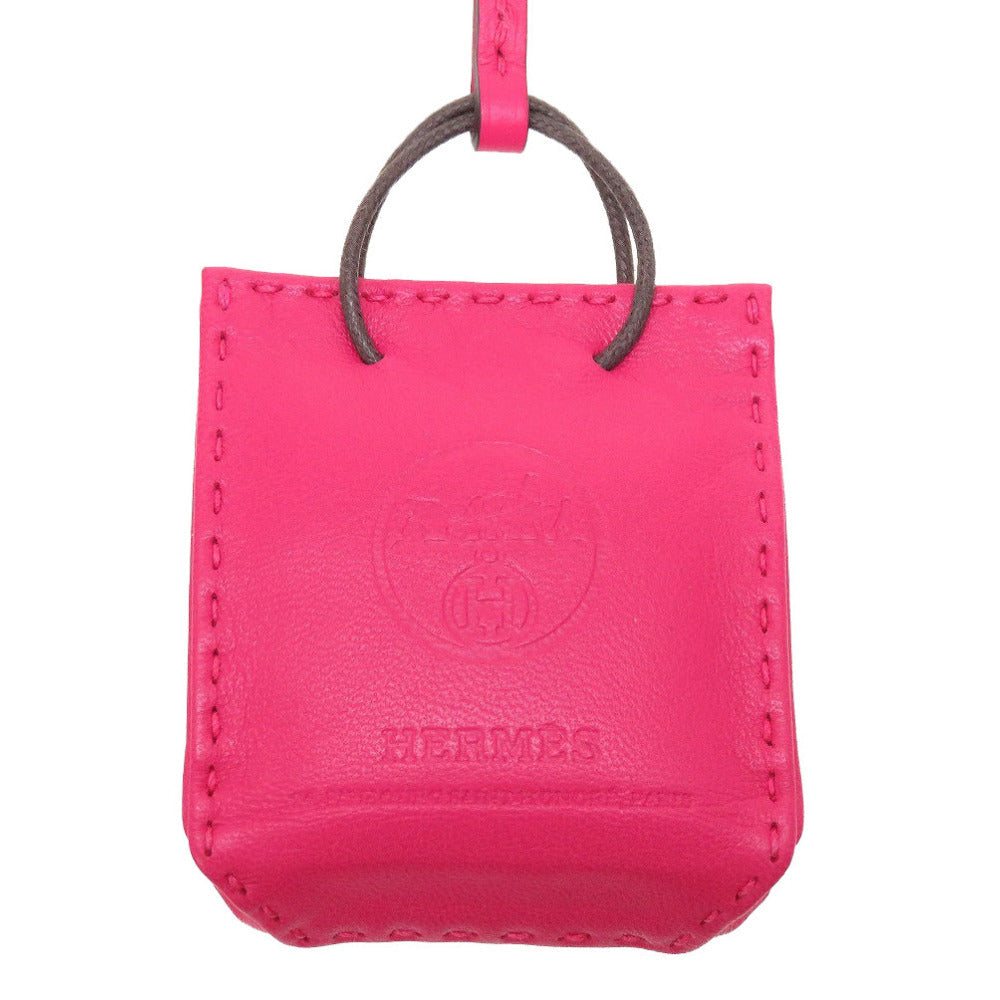 HERMES key ring leather Rose mexico Bag charm sack orange Women Used