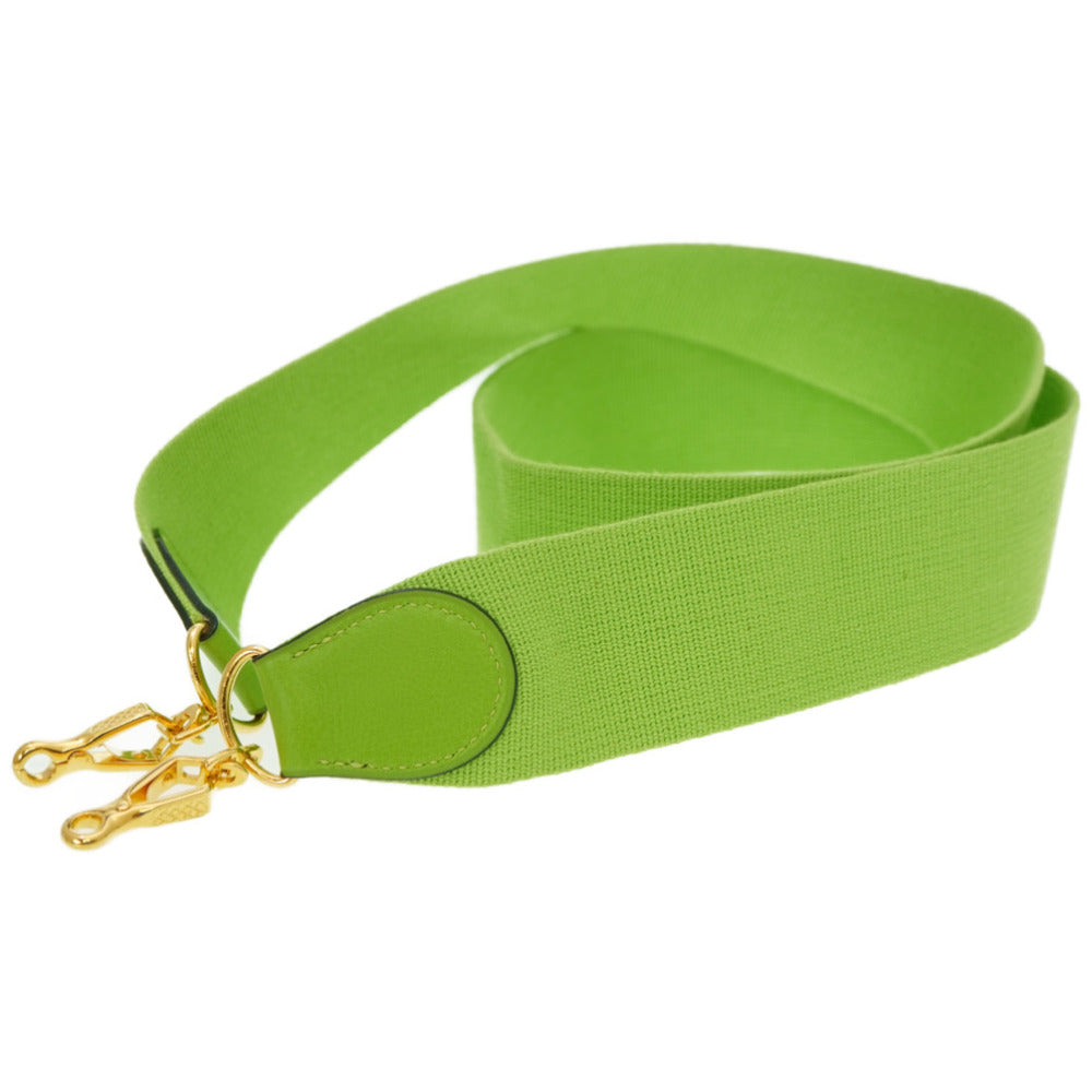 HERMES Shoulder strap Leather, Canvas Apple green Evelyn Shoulder Strap