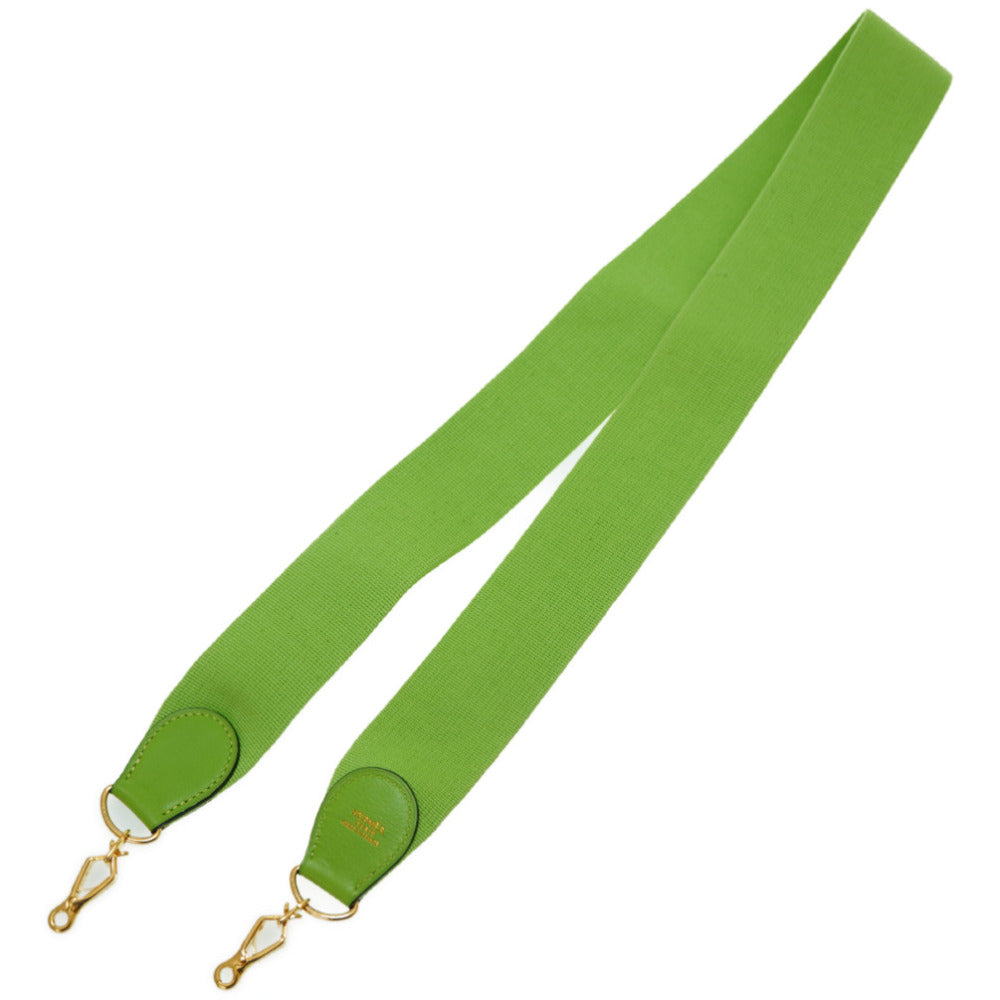 HERMES Shoulder strap Leather, Canvas Apple green Evelyn Shoulder Strap