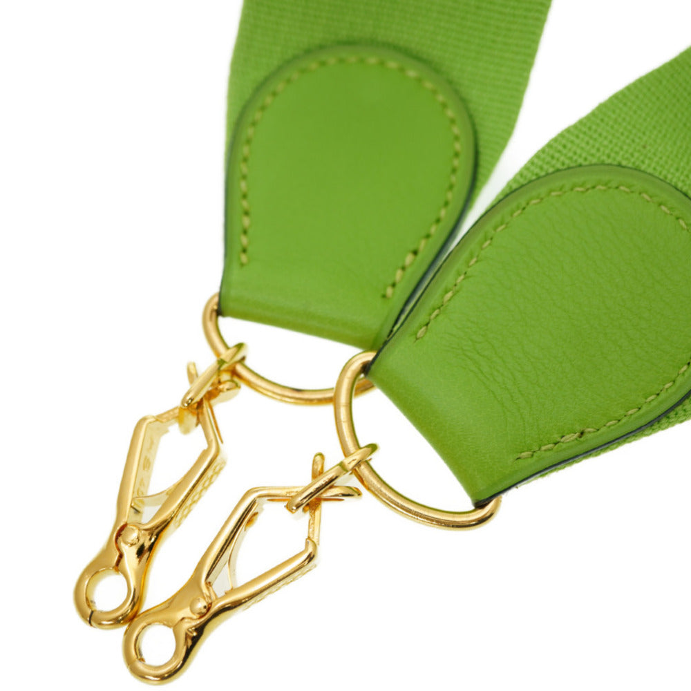 HERMES Shoulder strap Leather, Canvas Apple green Evelyn Shoulder Strap