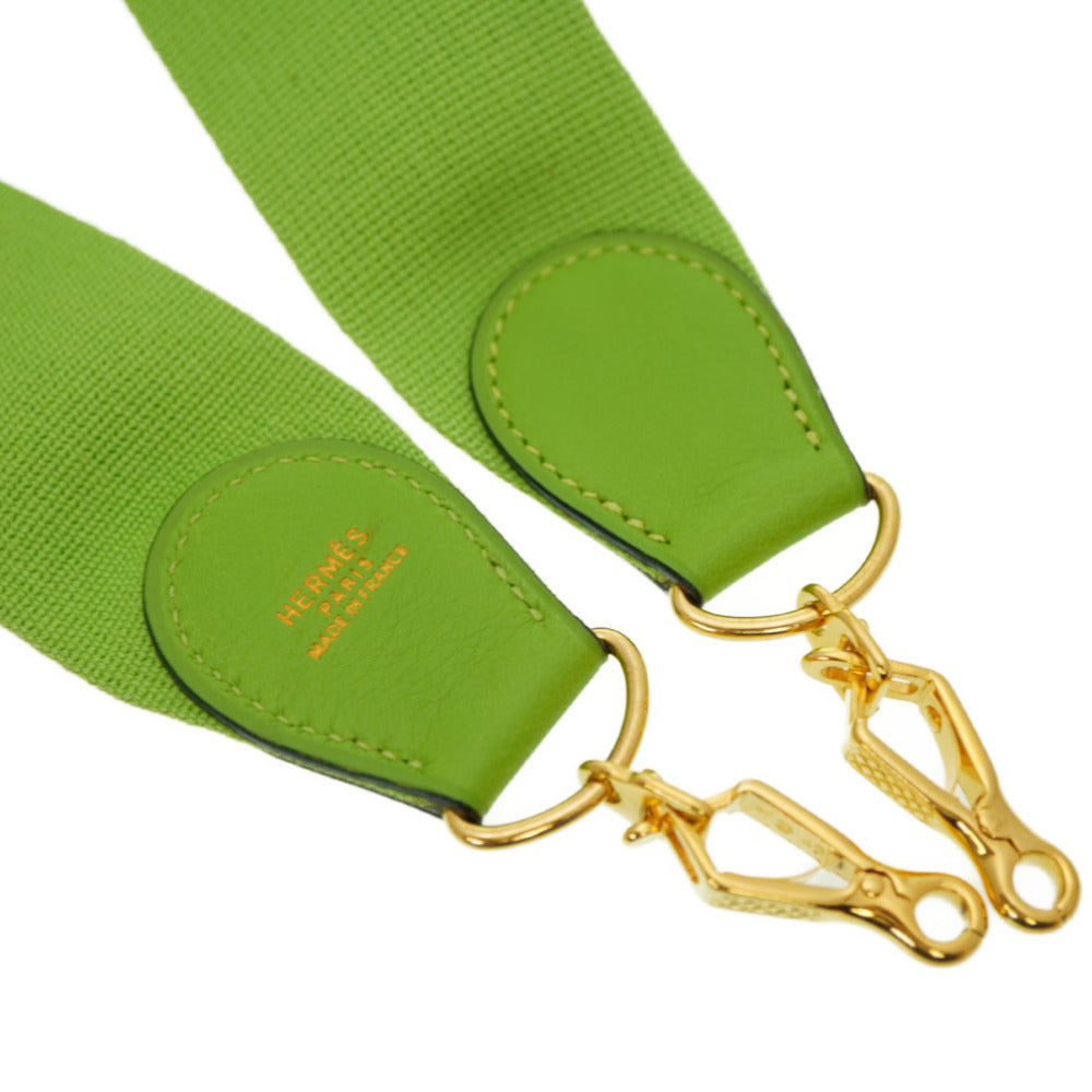HERMES Shoulder strap Leather, Canvas Apple green Evelyn Shoulder Strap