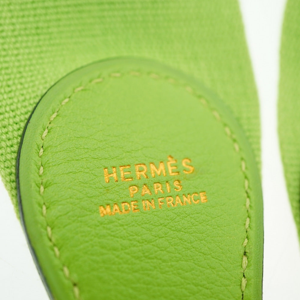 HERMES Shoulder strap Leather, Canvas Apple green Evelyn Shoulder Strap
