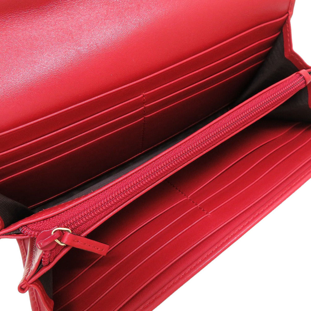 GUCCI Long Wallet Purse 453390 leather Red Bifold GG embossed Women(Unisex) Used