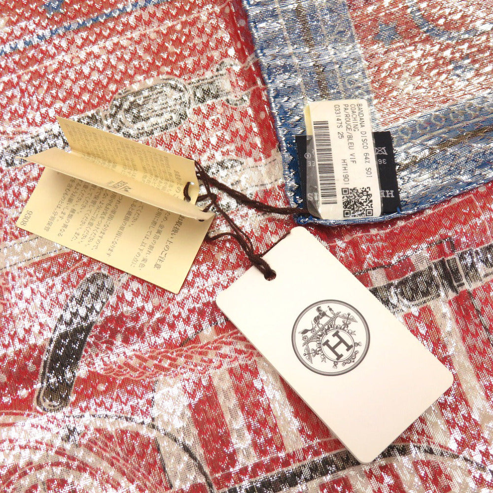HERMES scarf silk Red Carre55 Bandana Disco Coaching