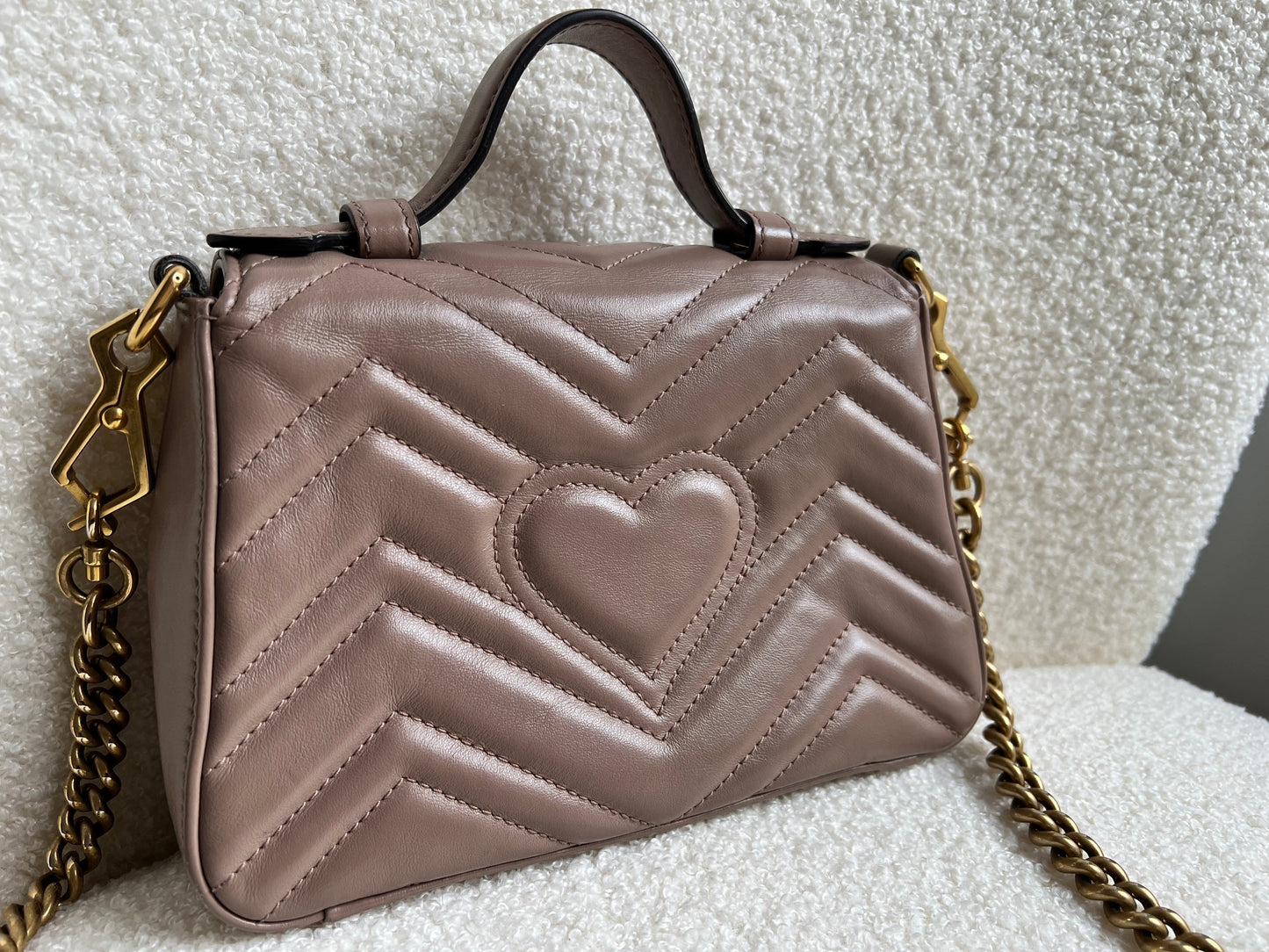 Gucci GG Dusty Pink Marmont Mini Top Handle Bag (RRP £1,890)