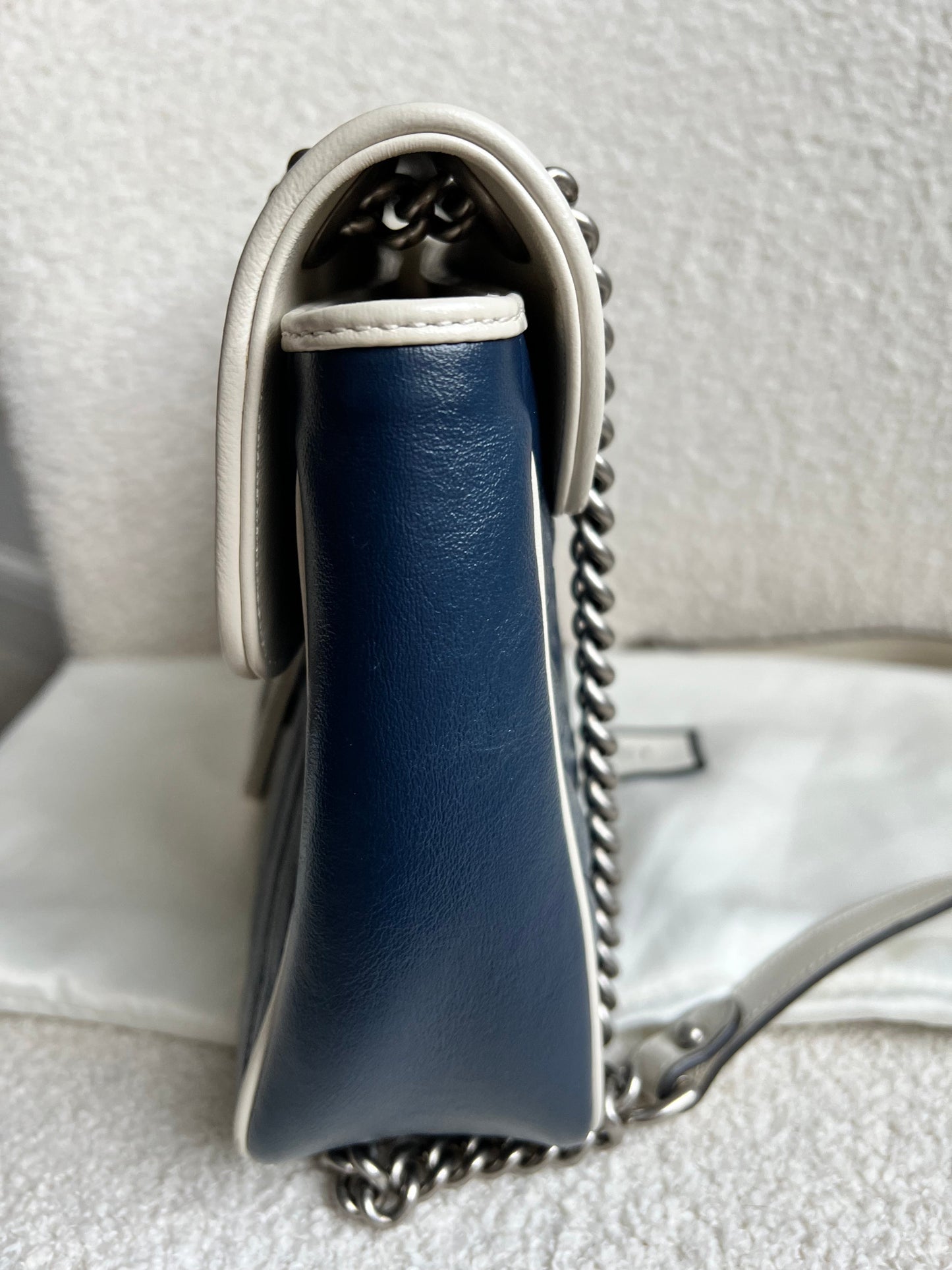 Gucci GG Navy and White Torchon Marmont Medium Shoulder Bag (RRP £2000)