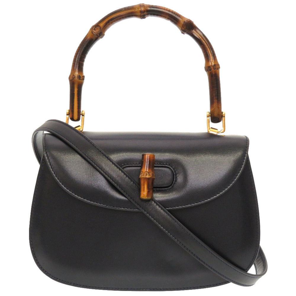 GUCCI Handbag 000 46 0188 Bamboo Navy Women Used