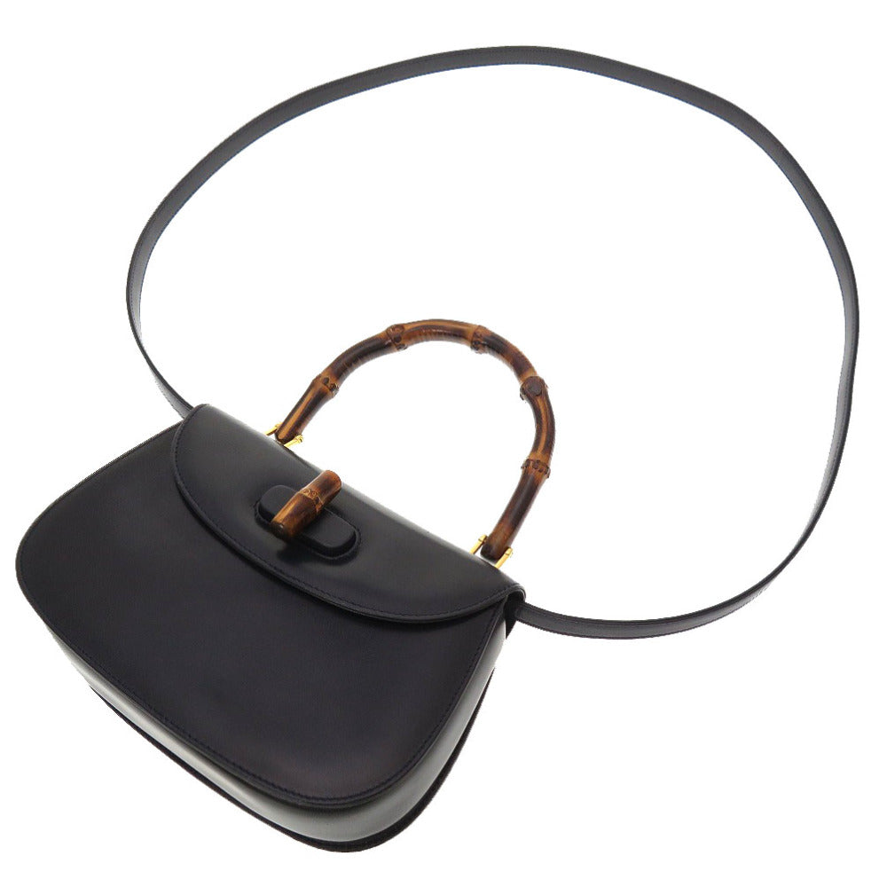 GUCCI Handbag 000 46 0188 Bamboo Navy Women Used