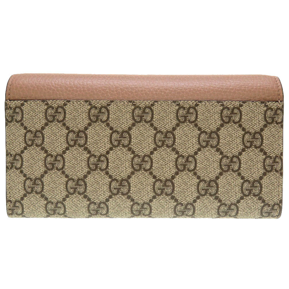 GUCCI Long Wallet Purse 456116 GG Supreme, Leather beige Two fold GG Marmont Women Used