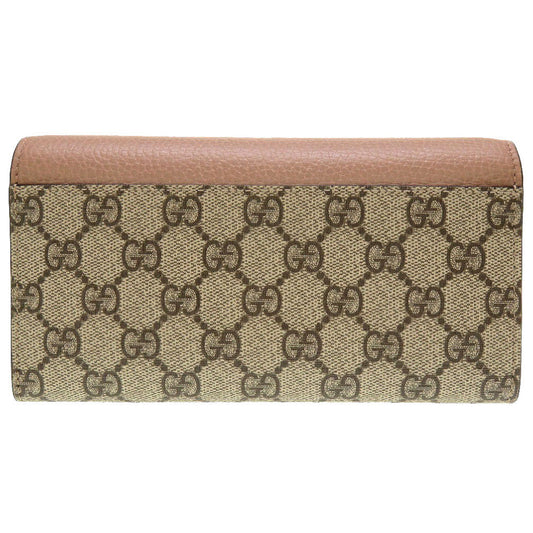 GUCCI Long Wallet Purse 456116 GG Supreme, Leather beige Two fold GG Marmont Women Used