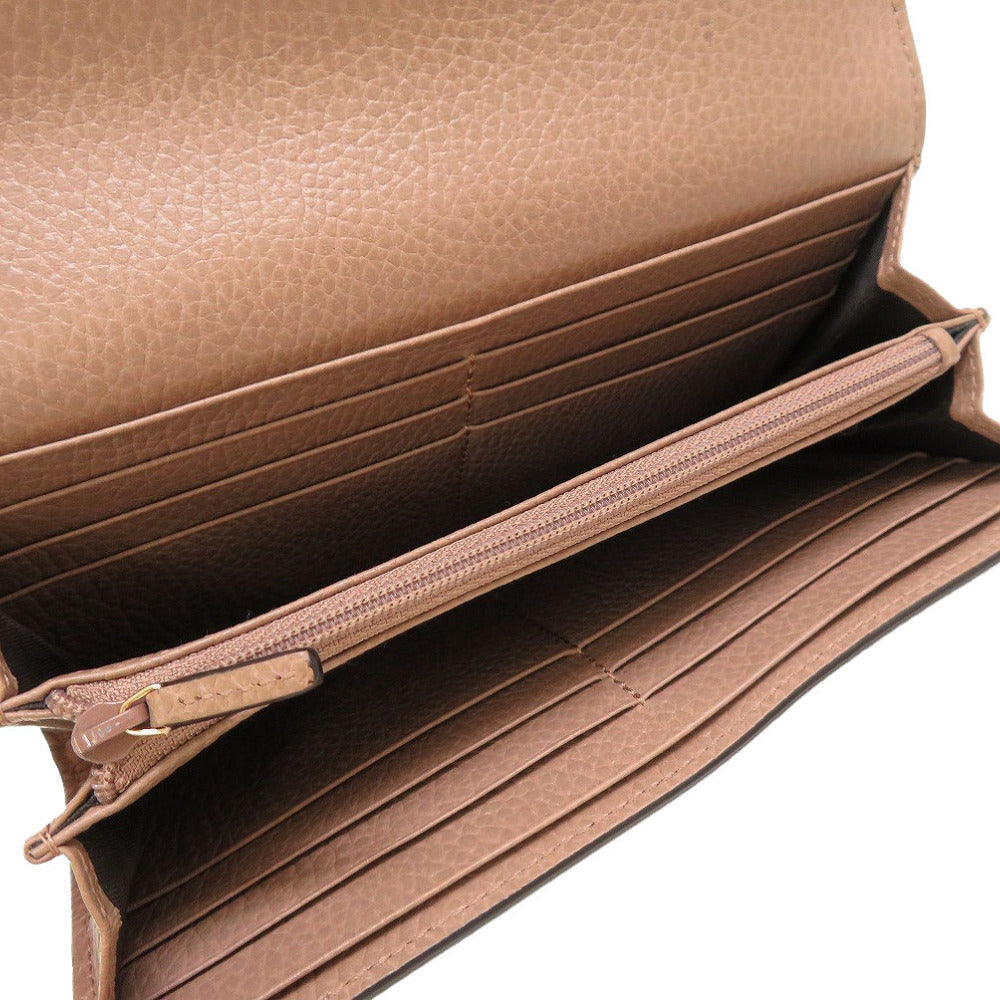 GUCCI Long Wallet Purse 456116 GG Supreme, Leather beige Two fold GG Marmont Women Used
