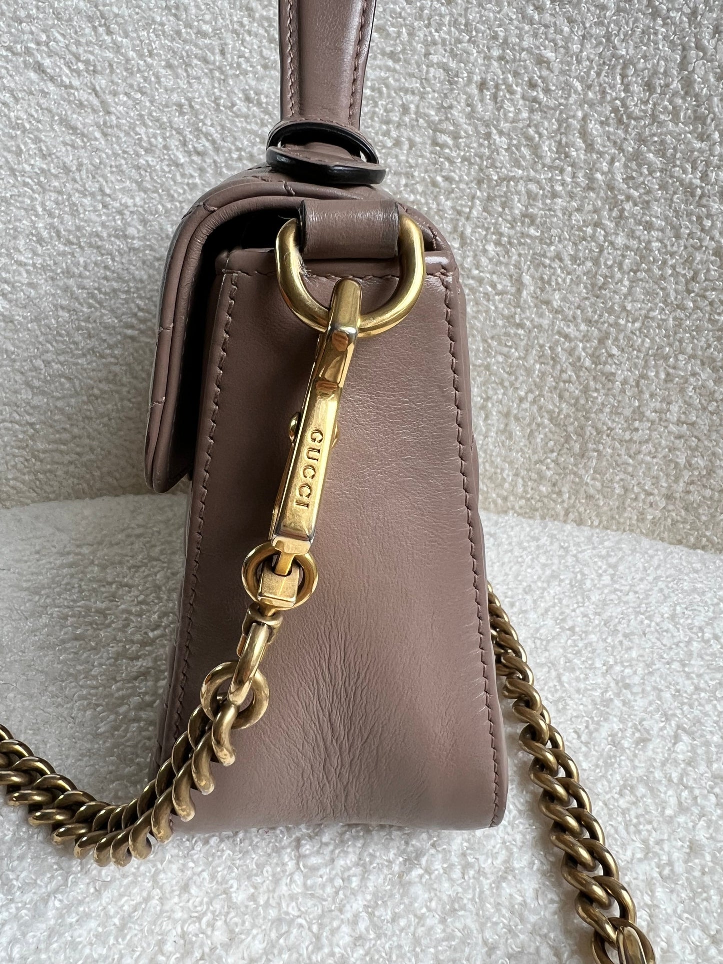Gucci GG Dusty Pink Marmont Mini Top Handle Bag (RRP £1,890)