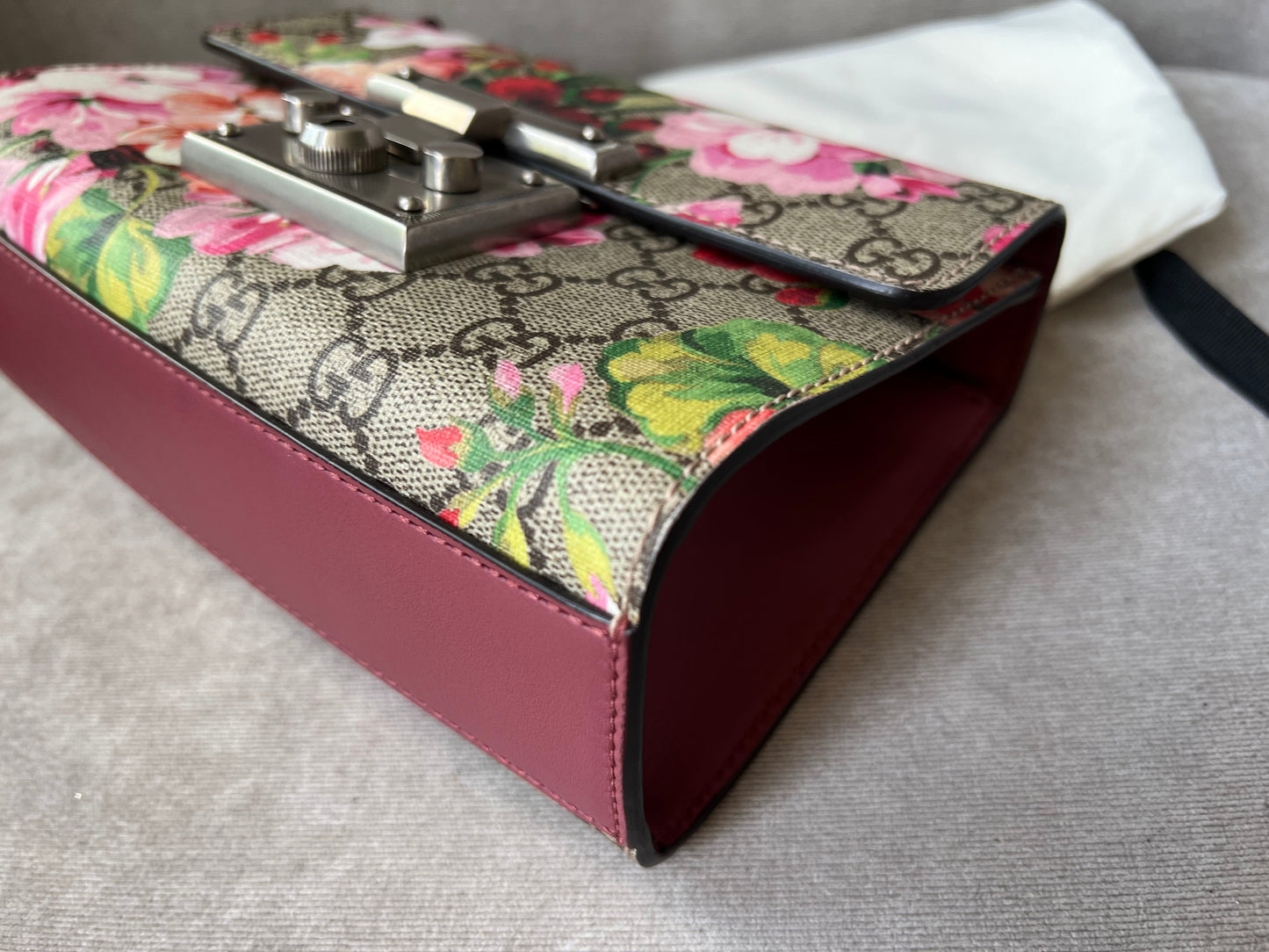 Gucci Small Padlock Blooms GG Supreme Bag