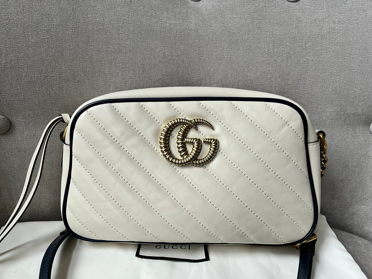 Gucci Torchon GG White Marmont Small Shoulder Bag (RRP £1180)