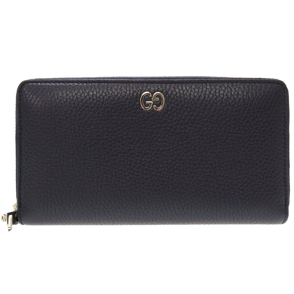 GUCCI Long Wallet Purse 473928 leather Navy Zip Around Women(Unisex) Used