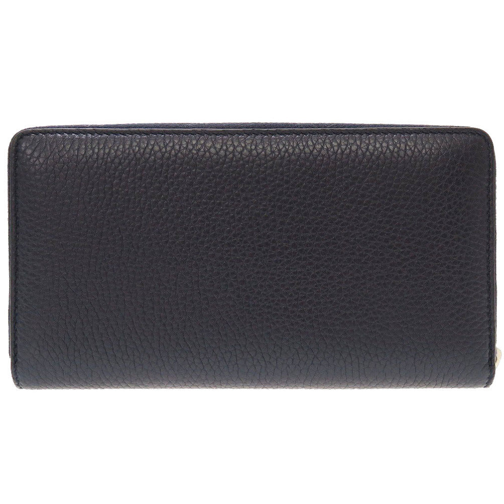 GUCCI Long Wallet Purse 473928 leather Navy Zip Around Women(Unisex) Used
