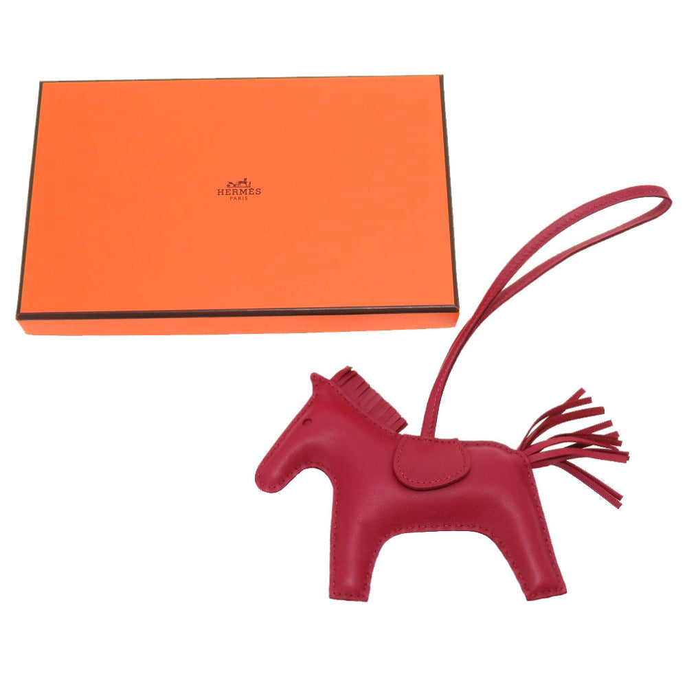 HERMES key ring leather Ruby Bag charm Rodeo MM Women Used