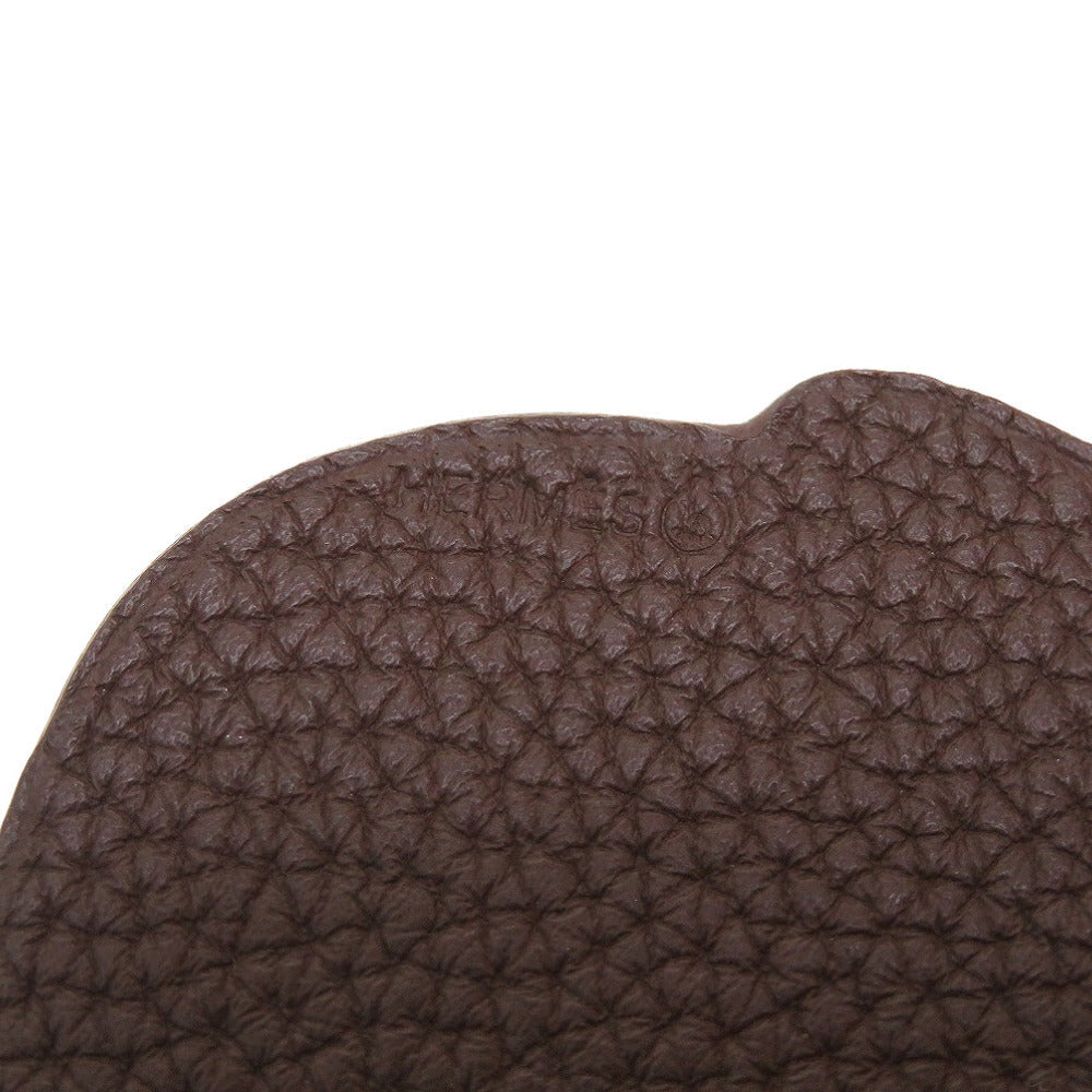 HERMES key ring Epsom , Togo Brown Bag charm Petit Ash Women Used