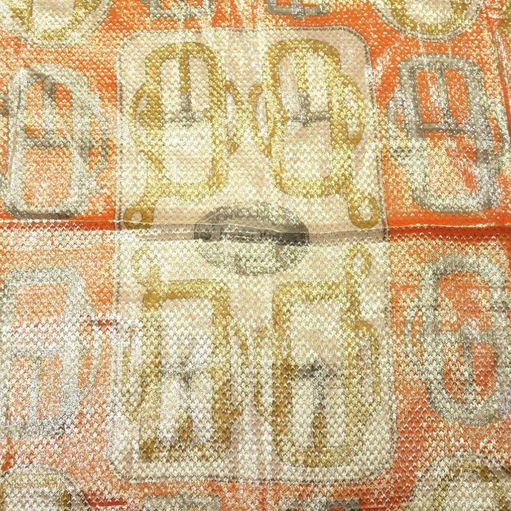 HERMES scarf silk Orange Carre70 BOVCLERIE D'ATTELAGE Buckle