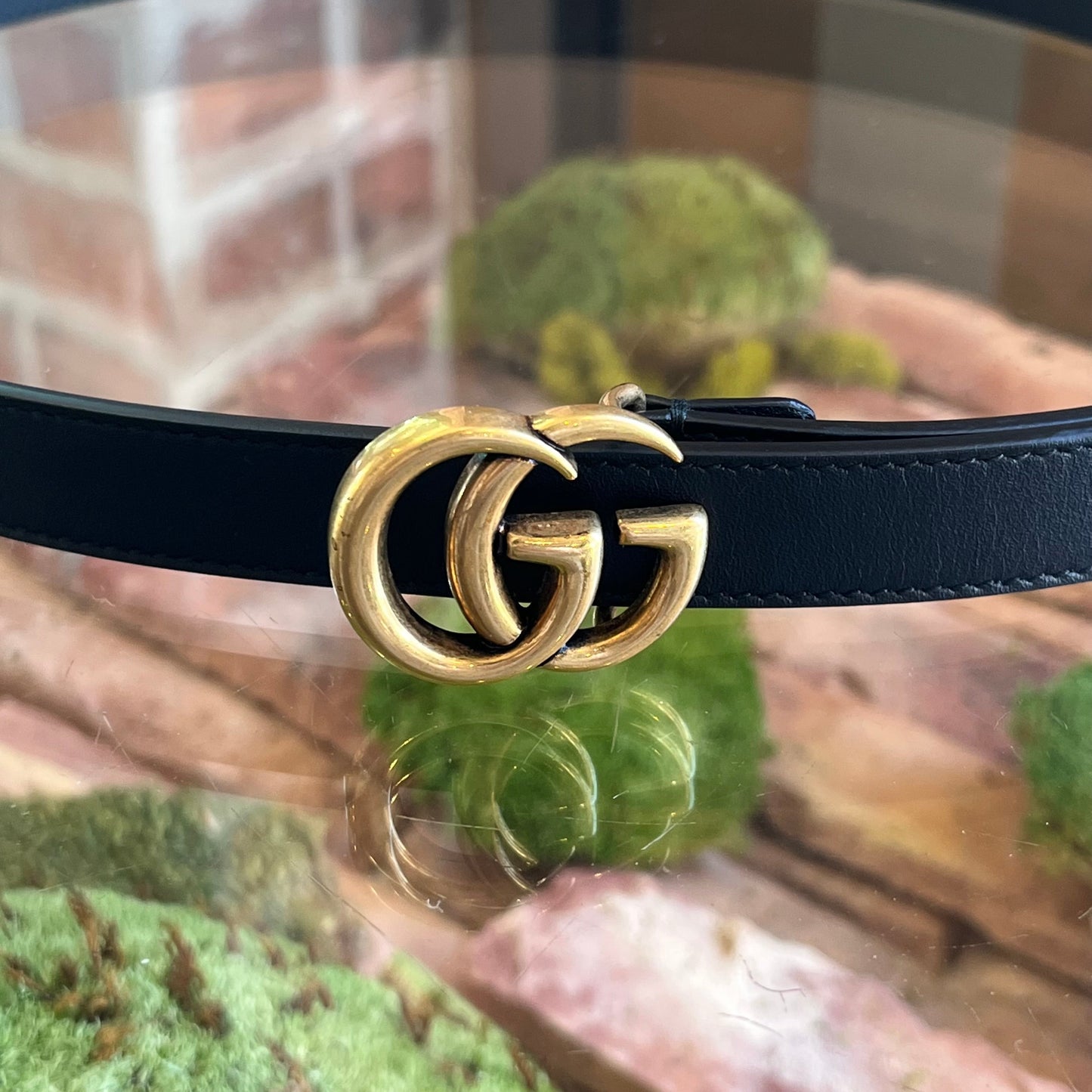GUCCI GG Marmont Thin Black Leather Belt 95/38