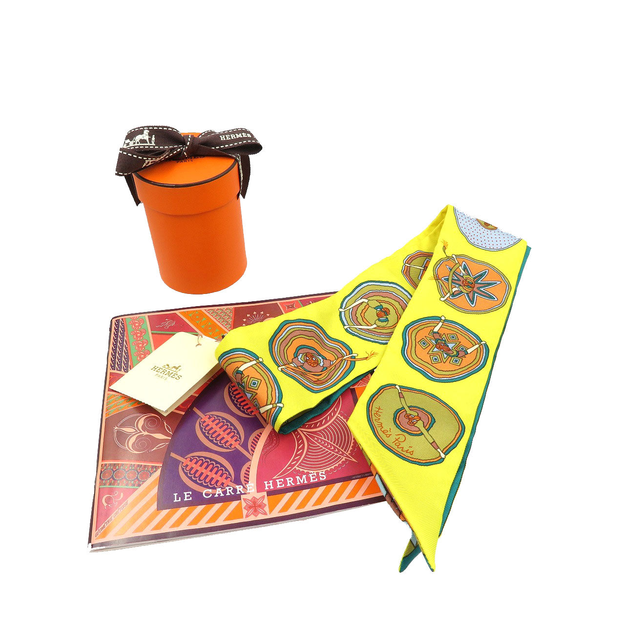 HERMES scarf silk yellow Twilly