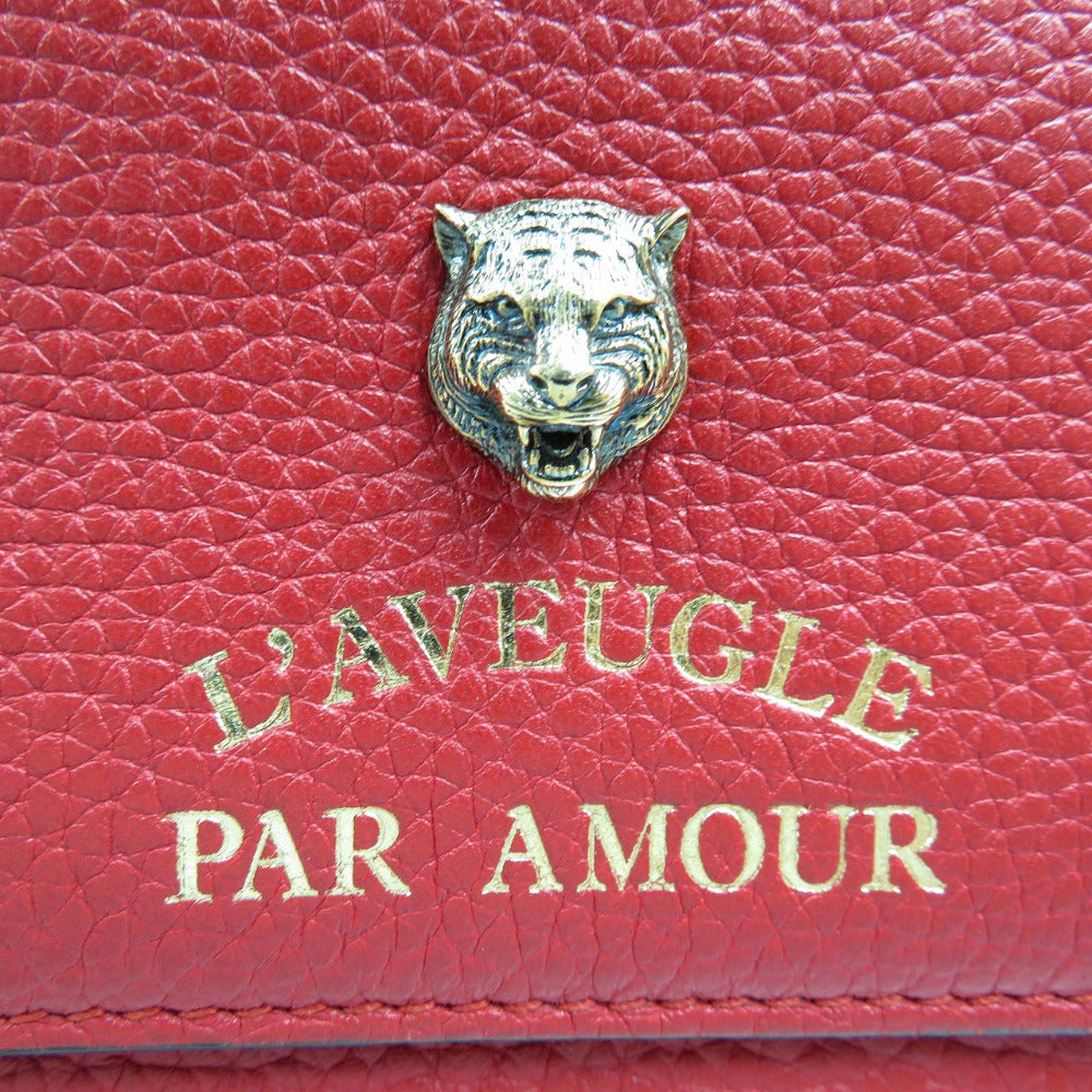 GUCCI Long Wallet Purse 453164 leather Red Animalier Continental Wallet Women Used