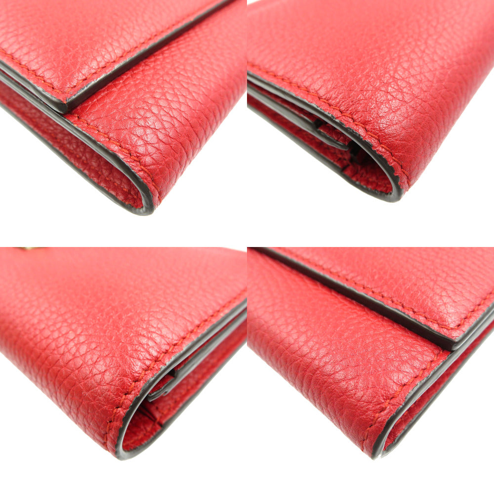GUCCI Long Wallet Purse 453164 leather Red Animalier Continental Wallet Women Used