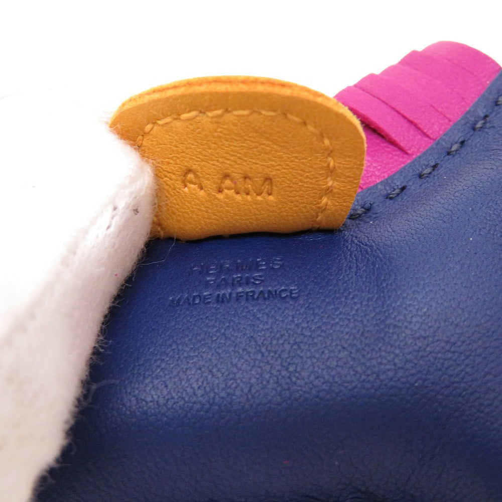 HERMES key ring leather Blue Agat Bag charm Rodeo Charm PM Women Used