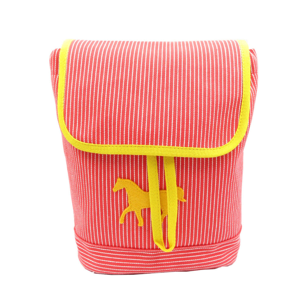 HERMES Backpack cotton Red Kids hose stripe caval color Kids(Unisex) Used
