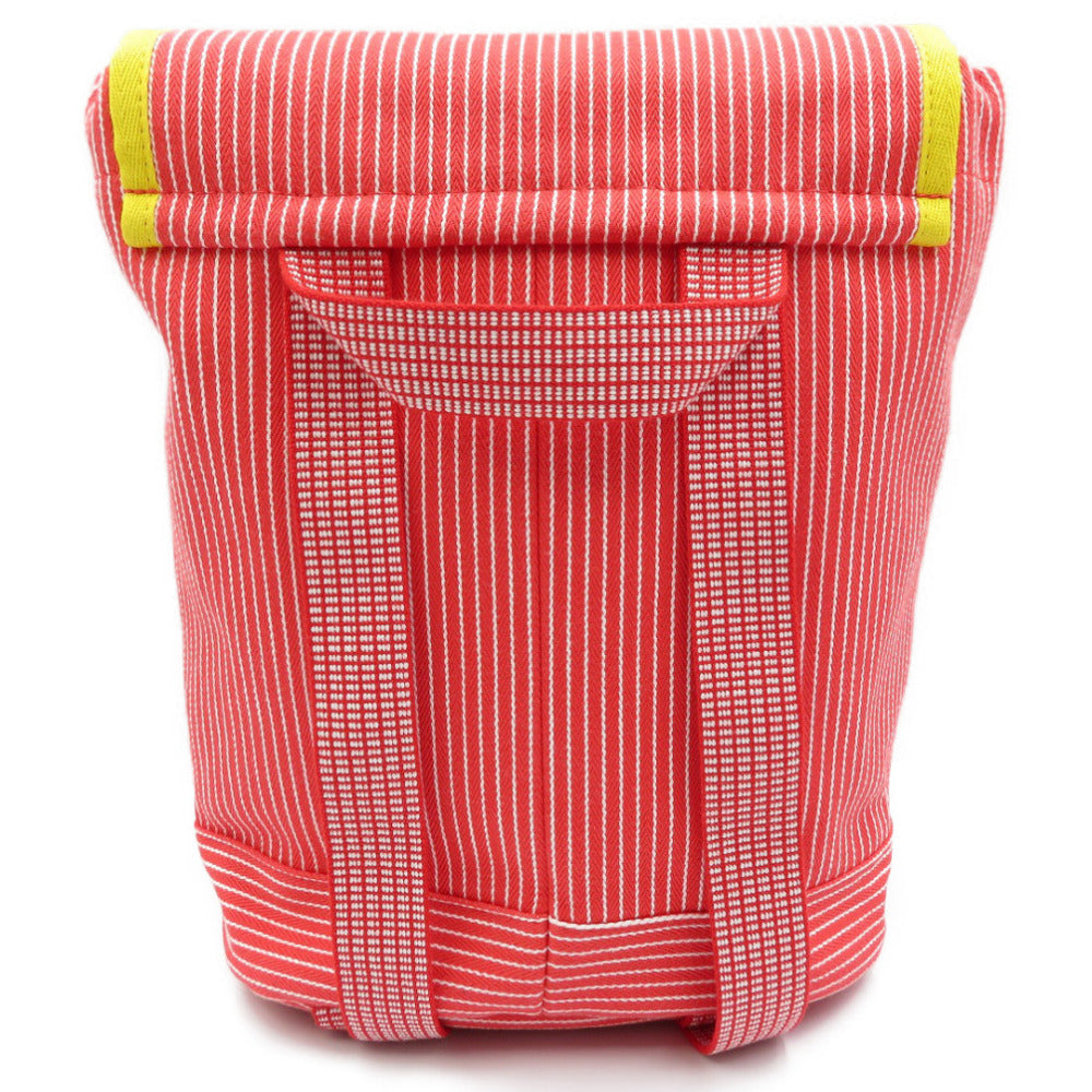 HERMES Backpack cotton Red Kids hose stripe caval color Kids(Unisex) Used