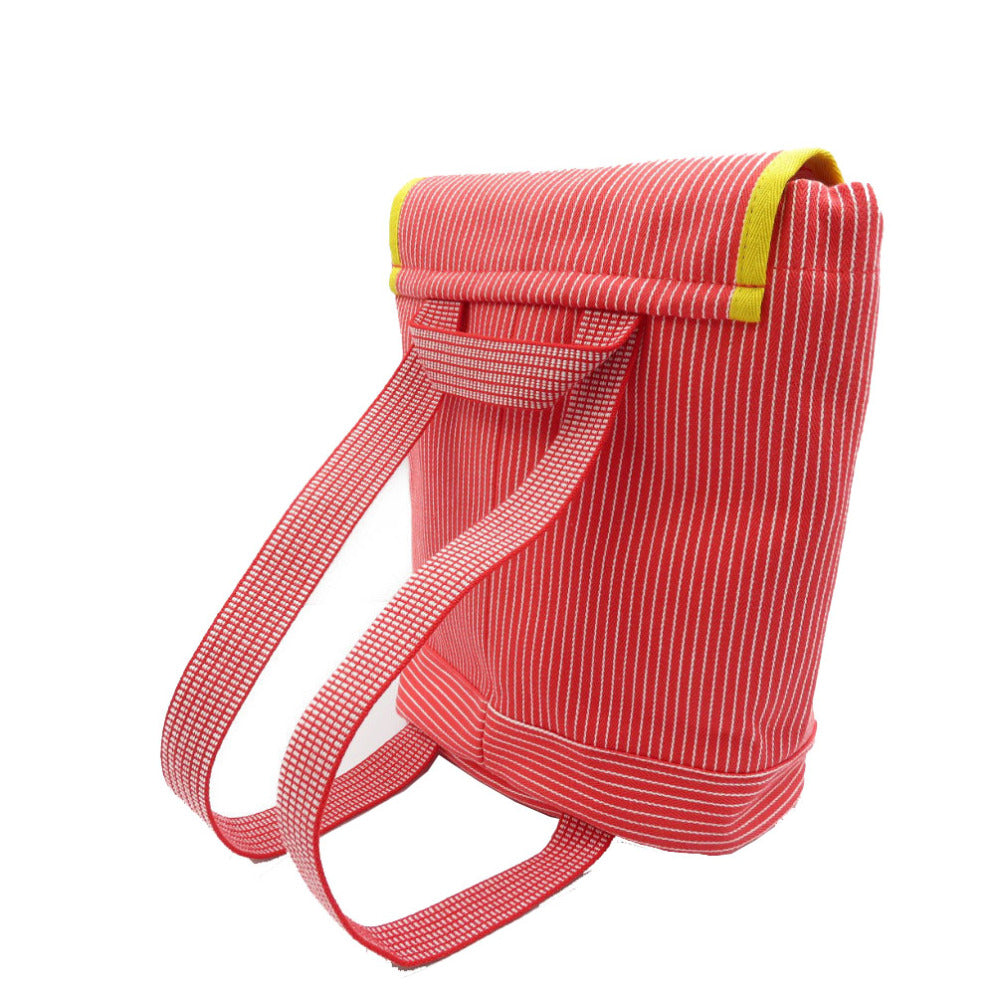 HERMES Backpack cotton Red Kids hose stripe caval color Kids(Unisex) Used