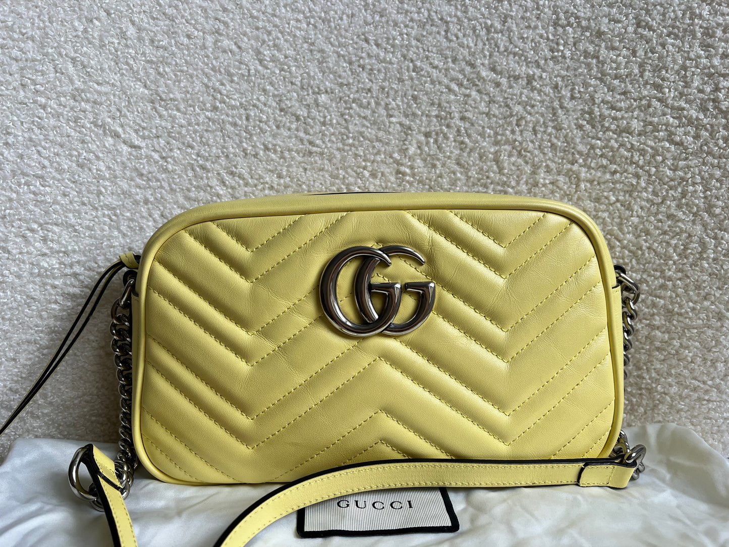 Gucci GG Pale Yellow Marmont Small Shoulder Bag (RRP £1340)