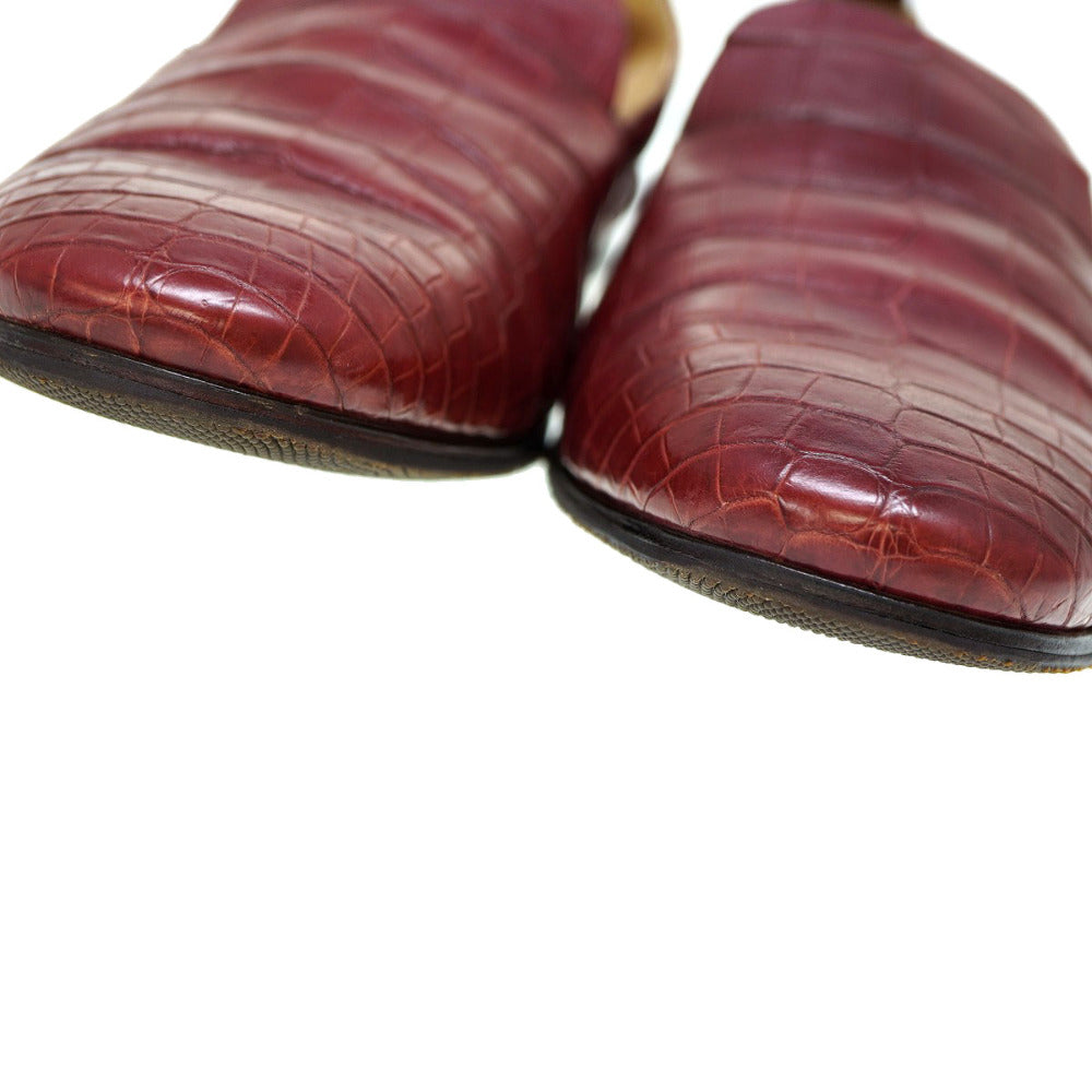 HERMES Leather shoes Matt Croco Bordeaux loafer shoes 41.5