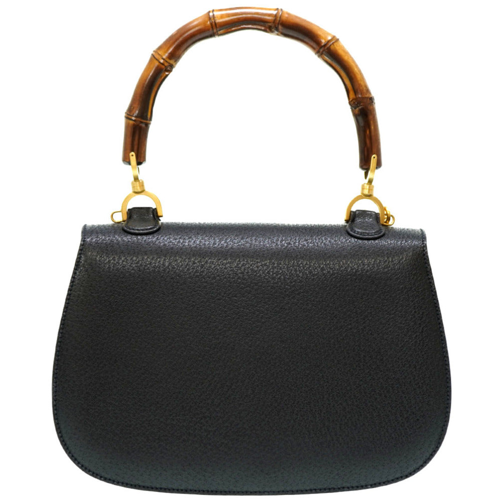 GUCCI Handbag leather black Bamboo Women Used