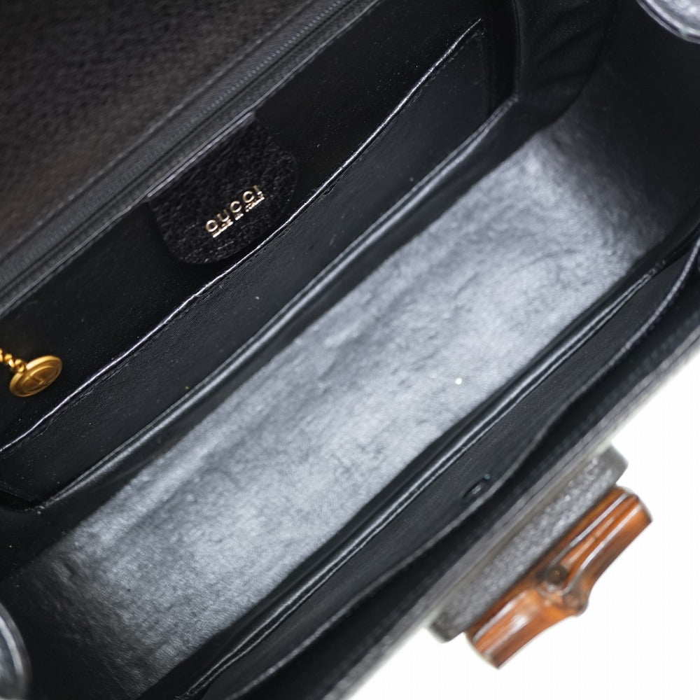 GUCCI Handbag leather black Bamboo Women Used
