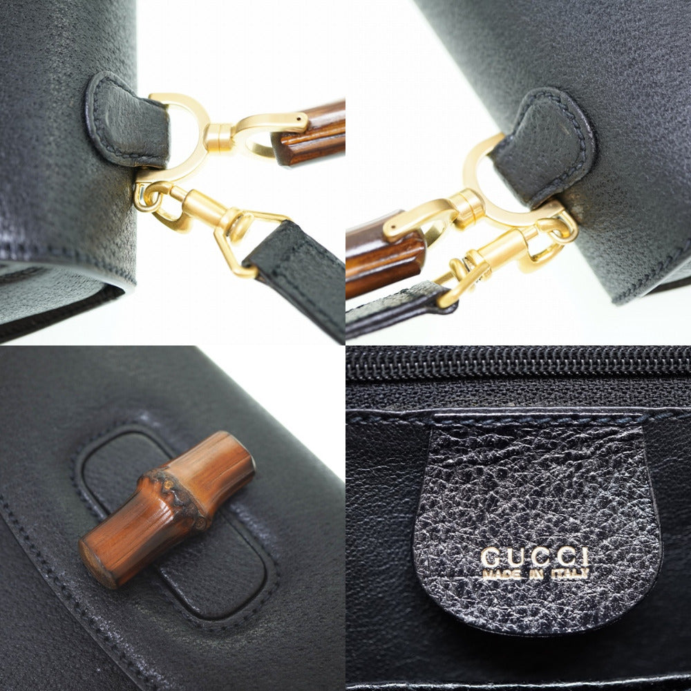 GUCCI Handbag leather black Bamboo Women Used