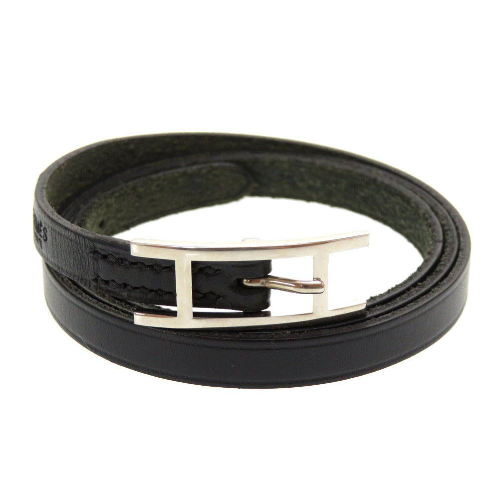 HERMES bracelet leather black Appi 3