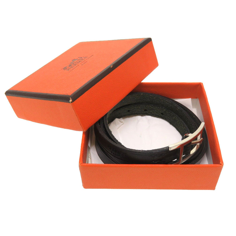 HERMES bracelet leather black Appi 3