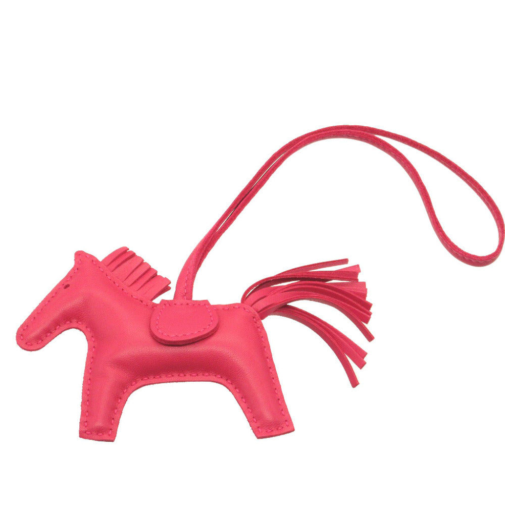 HERMES key ring leather Rose mexico Bag charm Rodeo Charm PM Women Used