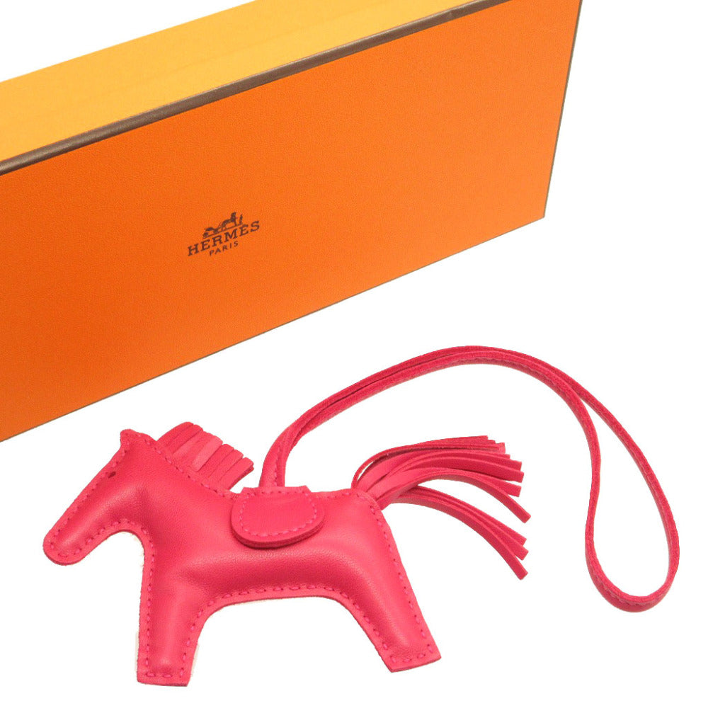 HERMES key ring leather Rose mexico Bag charm Rodeo Charm PM Women Used
