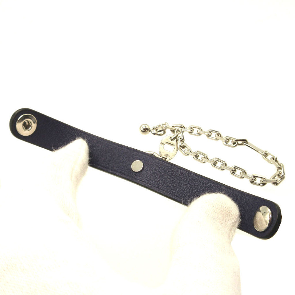 HERMES key ring leather Navy