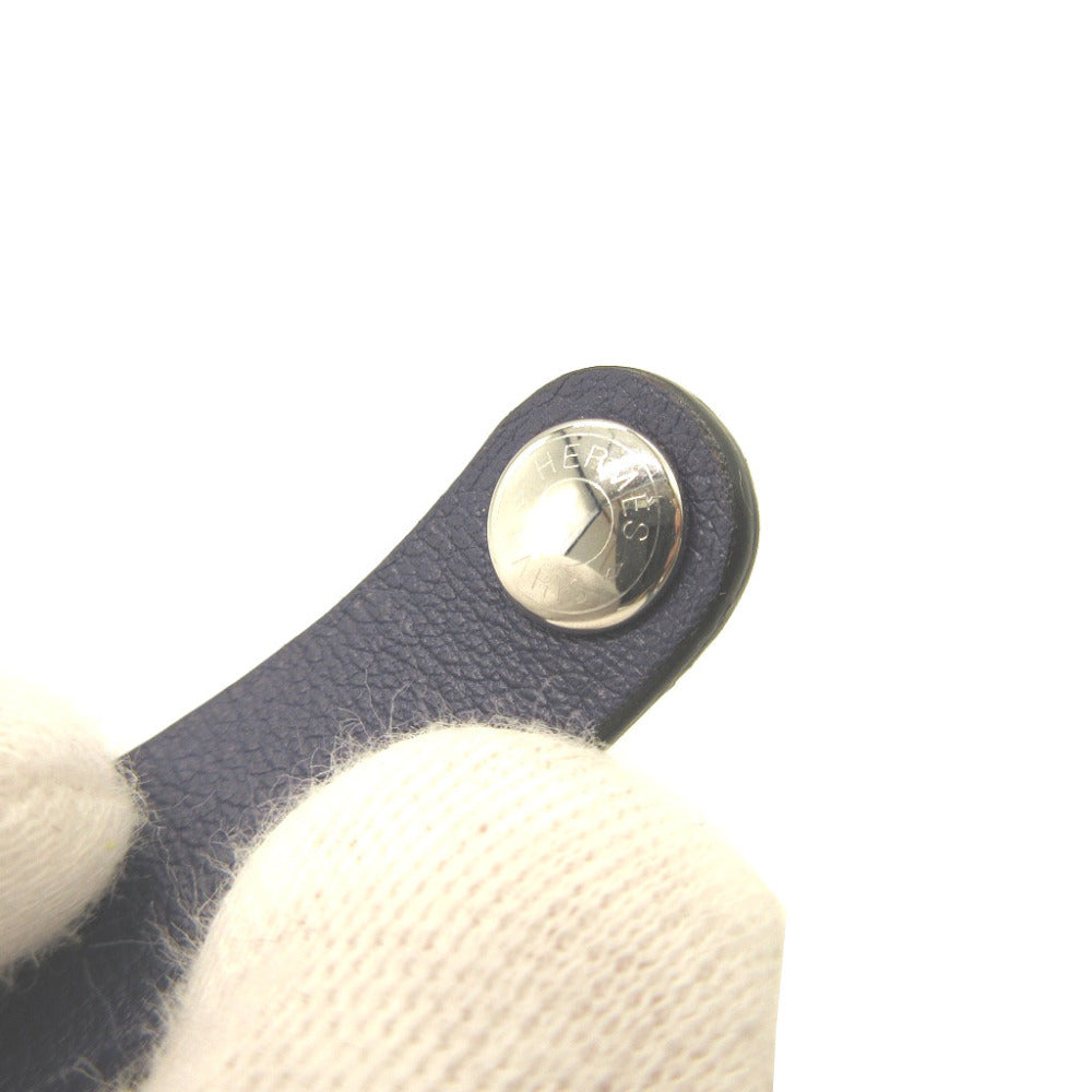 HERMES key ring leather Navy