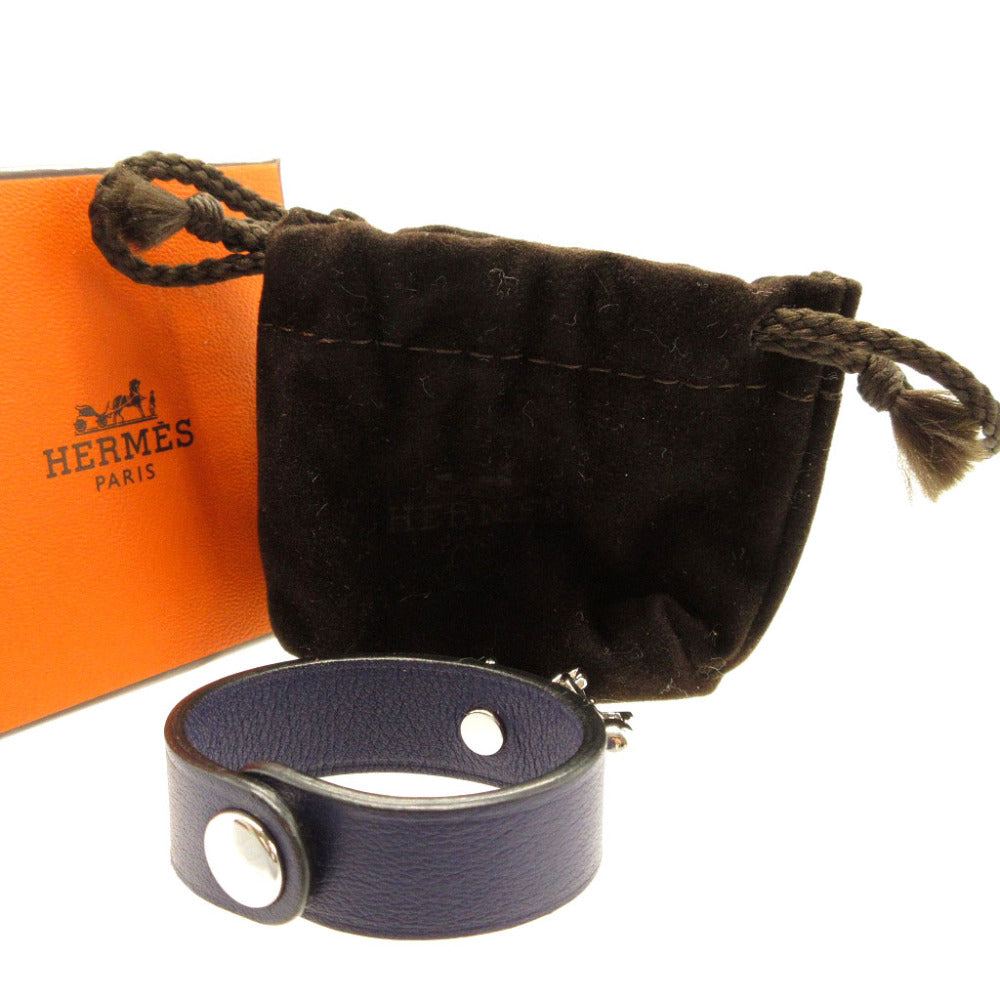 HERMES key ring leather Navy