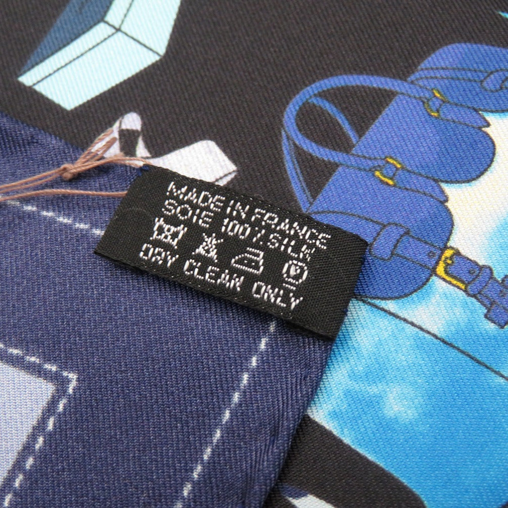 HERMES scarf silk blue Carre40 MONSIEUR ET MADAME Monsieur & Madam