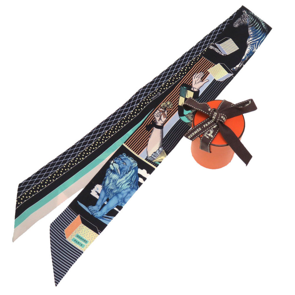 HERMES scarf silk Noir Twilly Grand Theater Nouveau TWILLY Grand Theater Nouveau