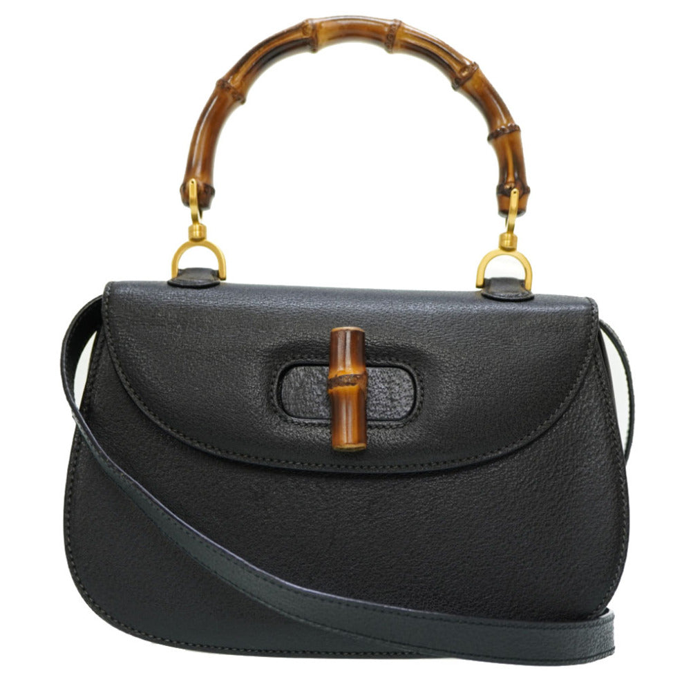 GUCCI Handbag 000 46 0633 leather black Bamboo Women Used