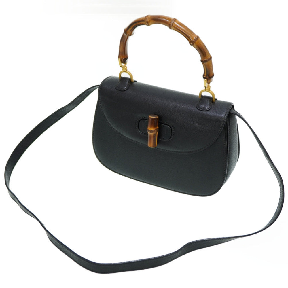 GUCCI Handbag 000 46 0633 leather black Bamboo Women Used